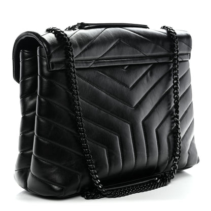 Saint Laurent Calfskin Y Quilted Monogram Monochrome Medium Loulou Chain Satchel Black 3 of 11