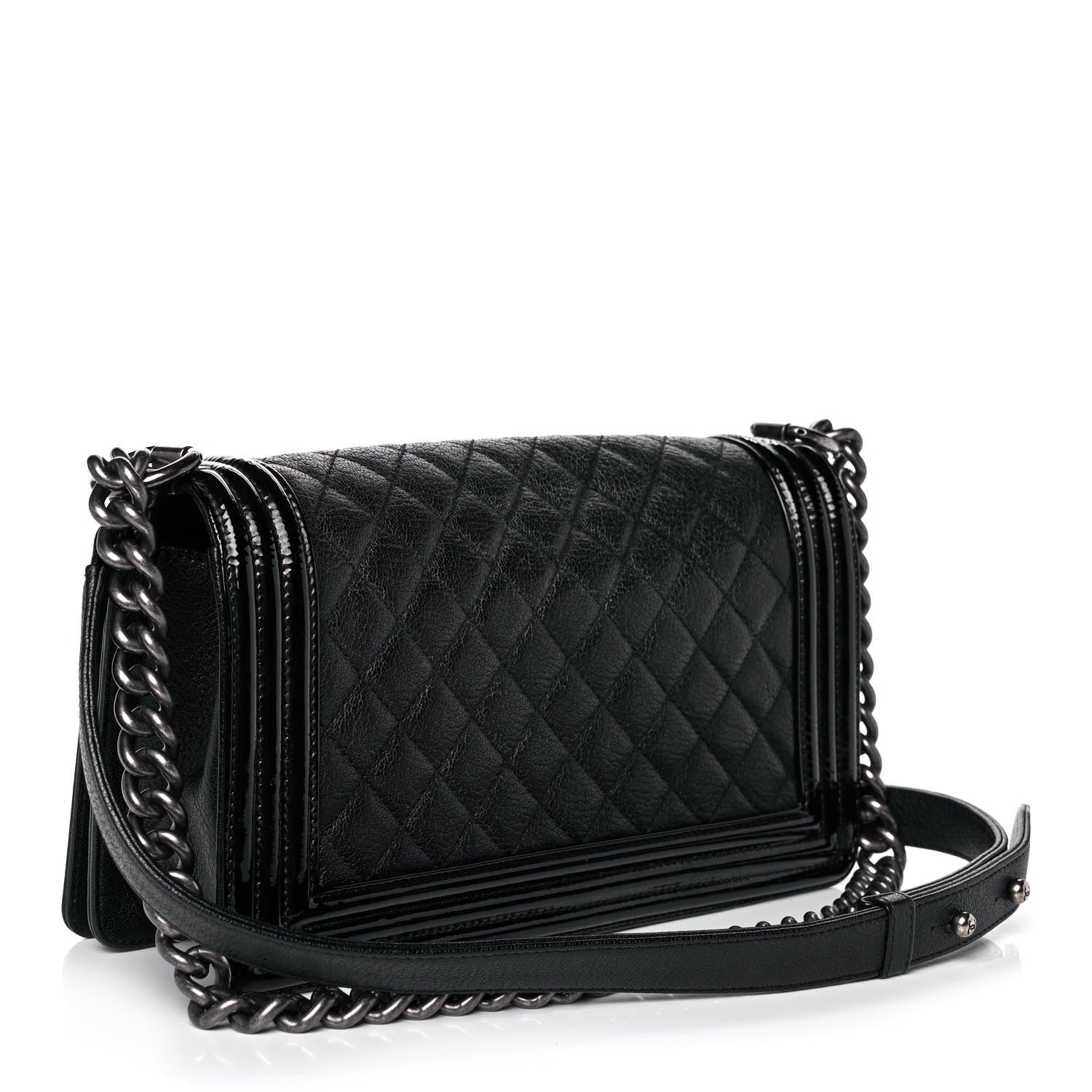 Chanel Goatskin Quilted Patent Medium Duo Boy Flap Black 3 of 15