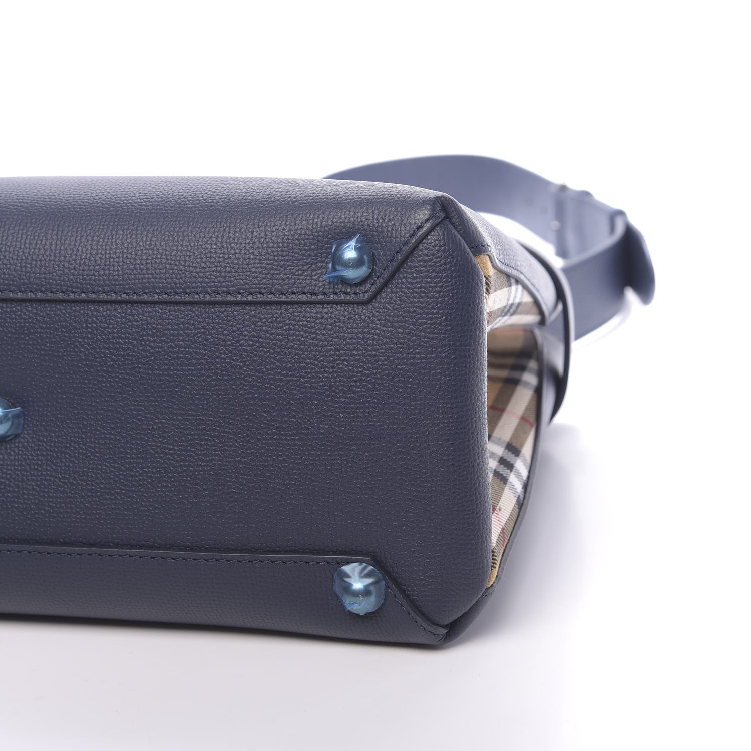 Burberry Derby Calfskin Vintage Check Medium Banner Tote Regency Blue 12 of 12