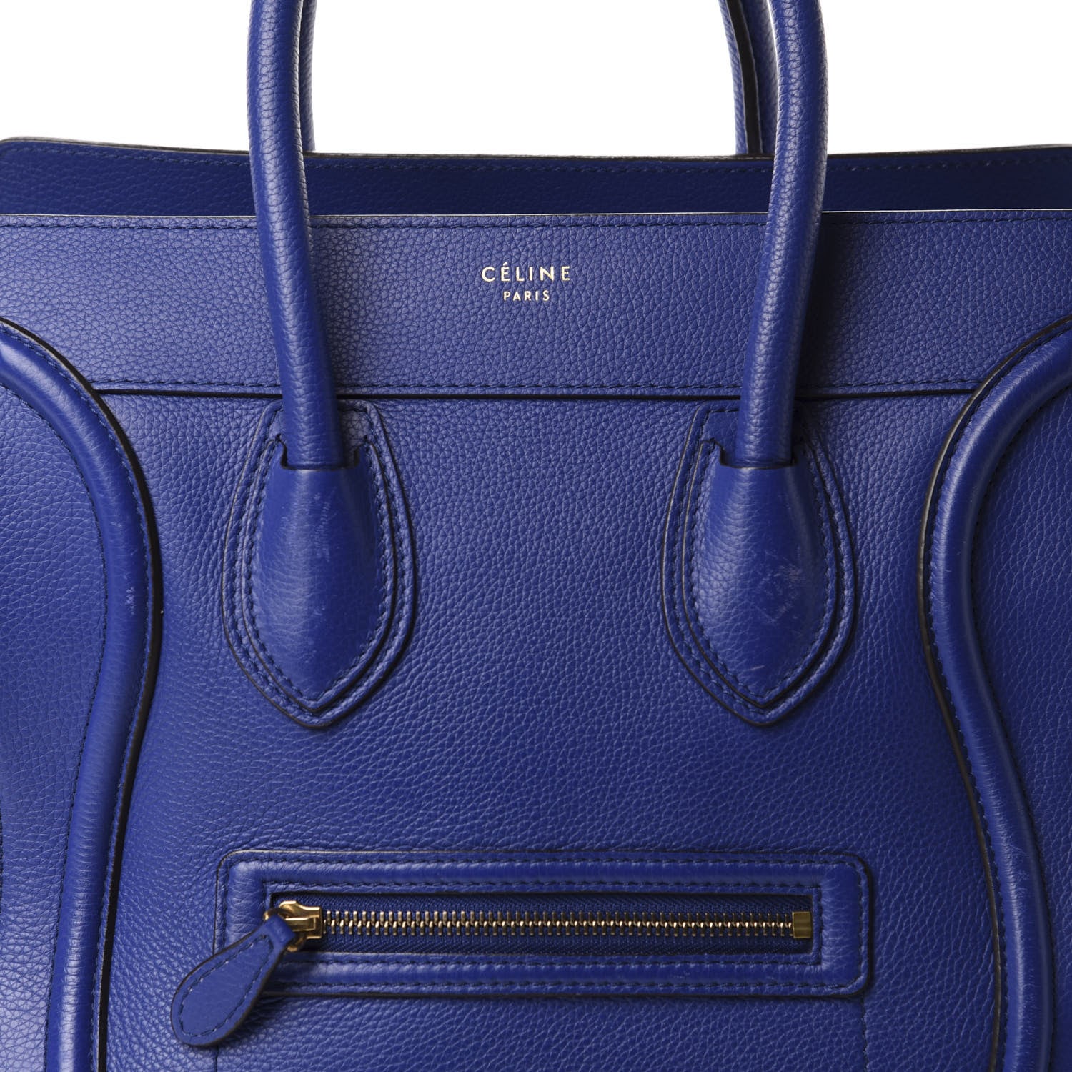 Celine Drummed Calfskin Mini Luggage Indigo 15 of 15