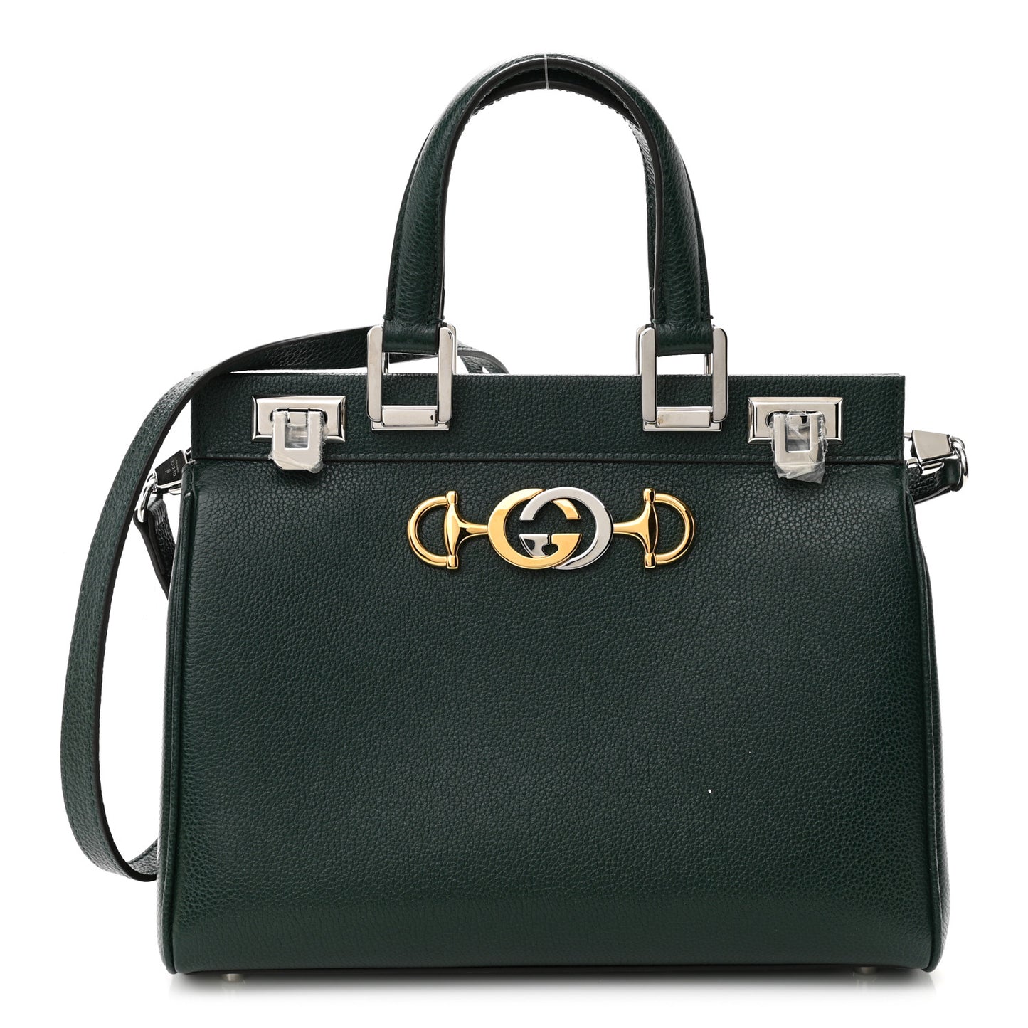 Grainy Calfskin Small Zumi Top Handle Bag Vintage Green