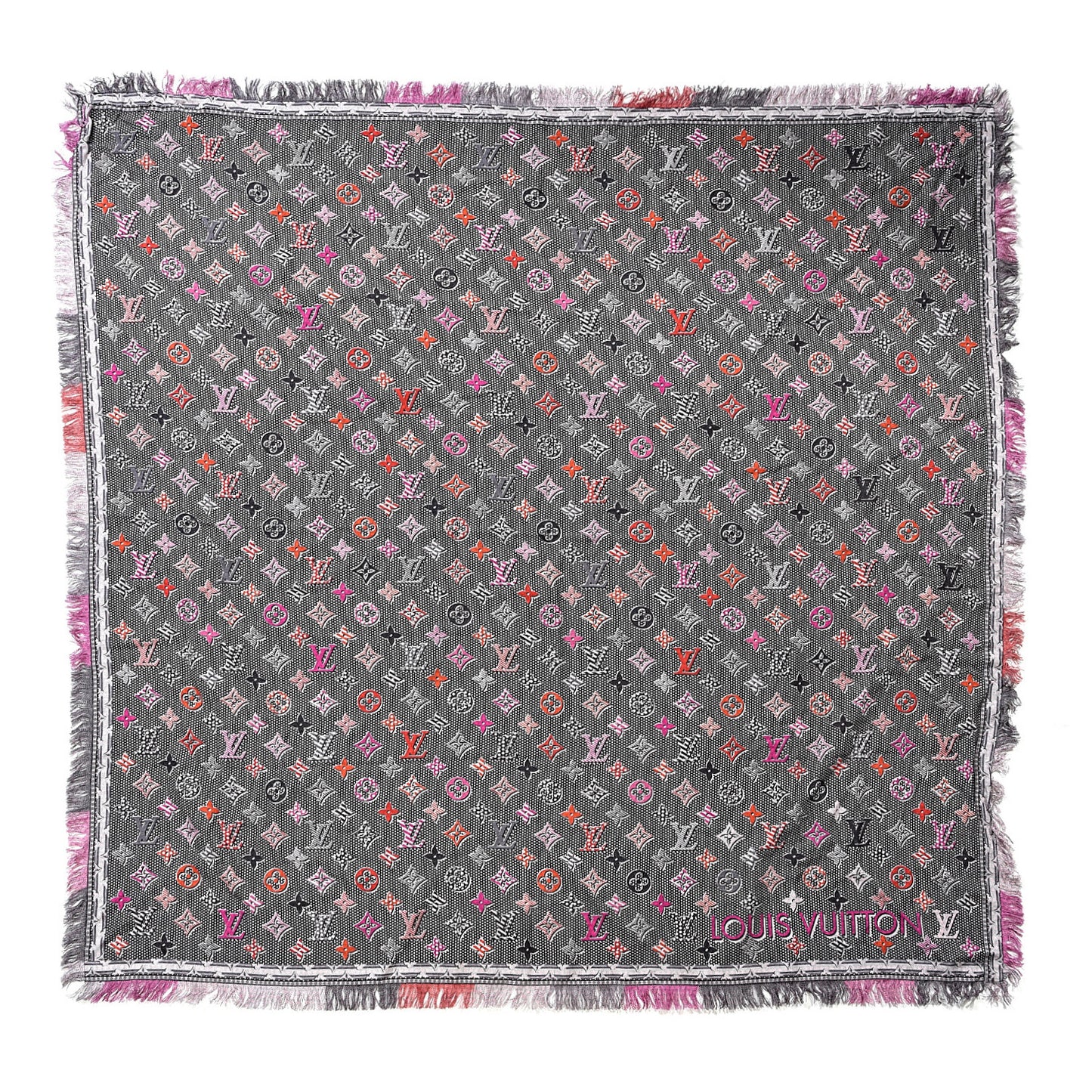 Wool ABC Monogram Shawl Pink