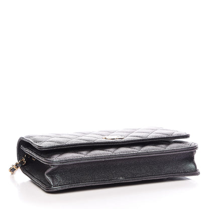 Chanel Iridescent Caviar Quilted Wallet On Chain WOC Black 4 of 13
