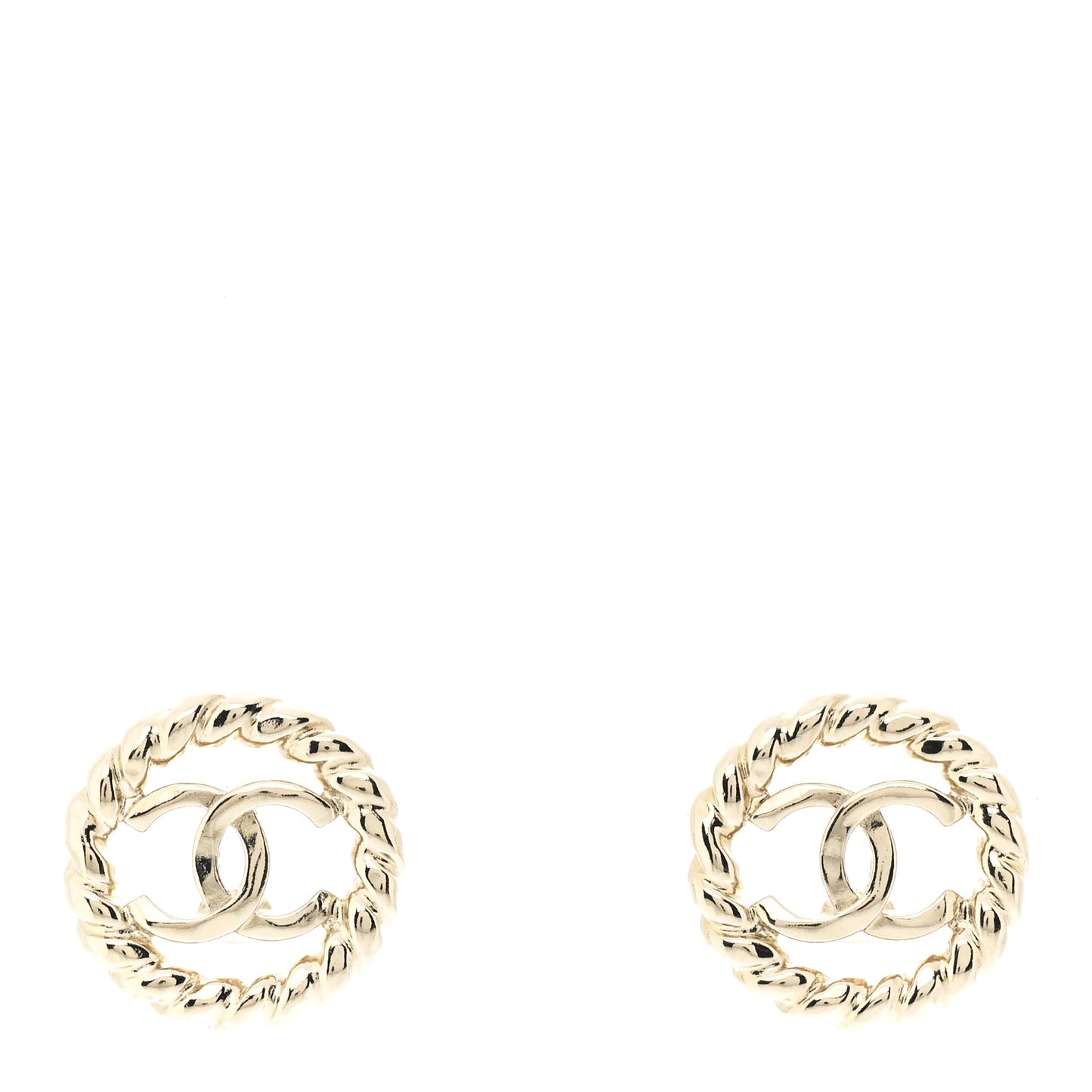 Twisted CC Round Earrings Gold