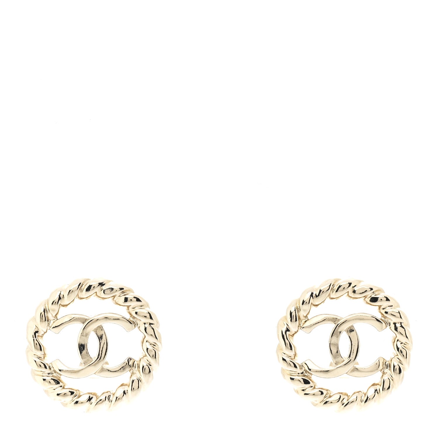 Chanel Twisted CC Round Earrings Gold 1 of 4
