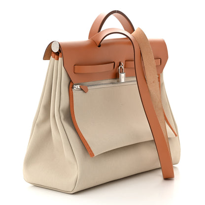 Hermes Military Toile Vache Hunter Herbag Zip Retourne 39 MM Beton Naturel 4 of 12