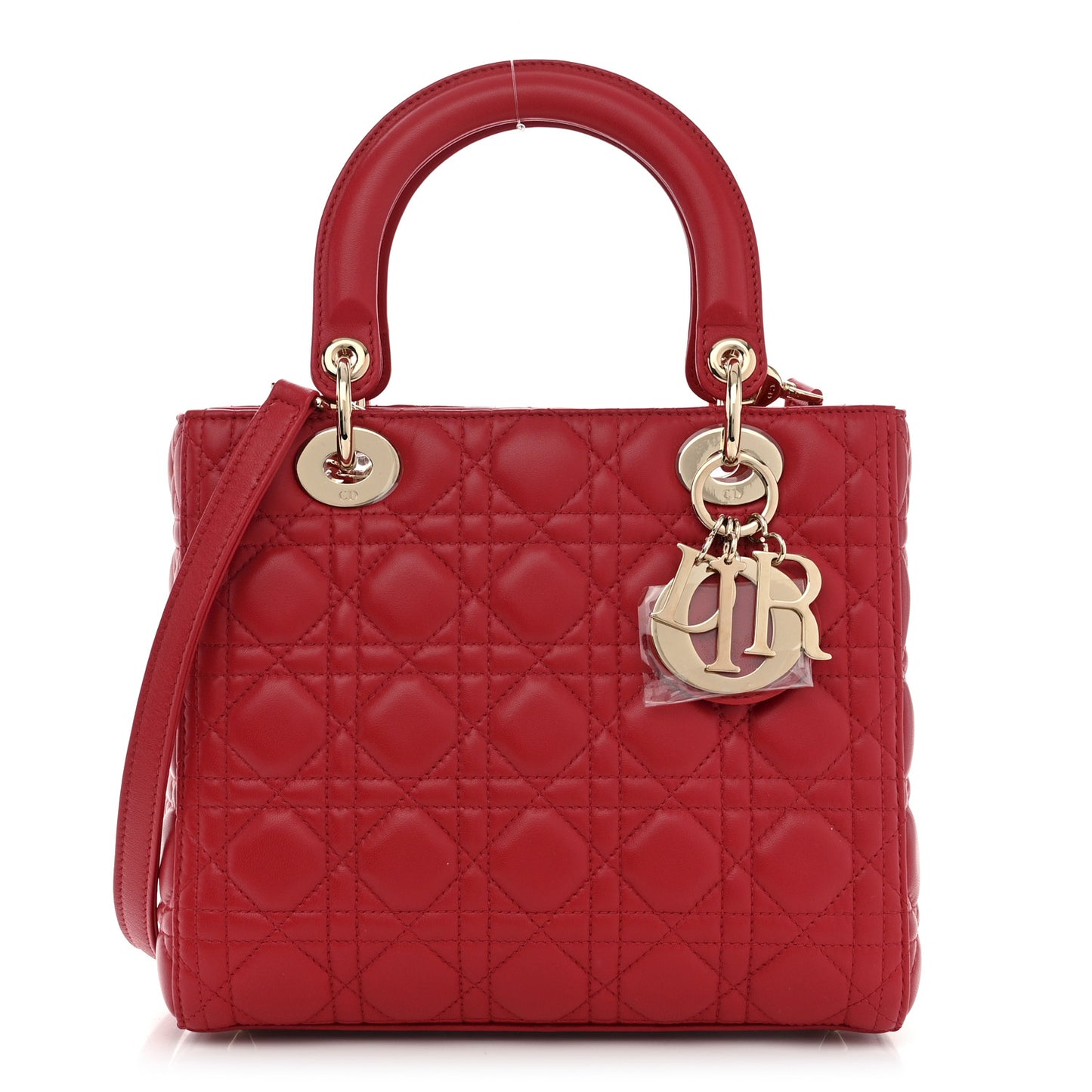 Lambskin Cannage Medium Lady Dior Red