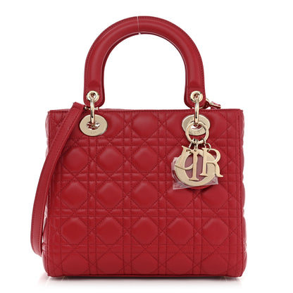 Christian Dior Lambskin Cannage Medium Lady Dior Red 1 of 10