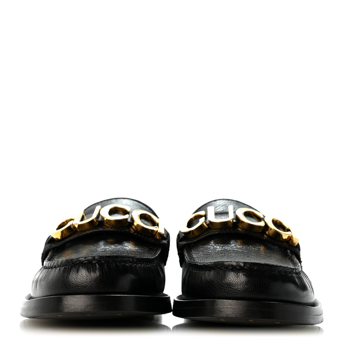 Goatskin Womens Logo 15mm Loafers 35 Black