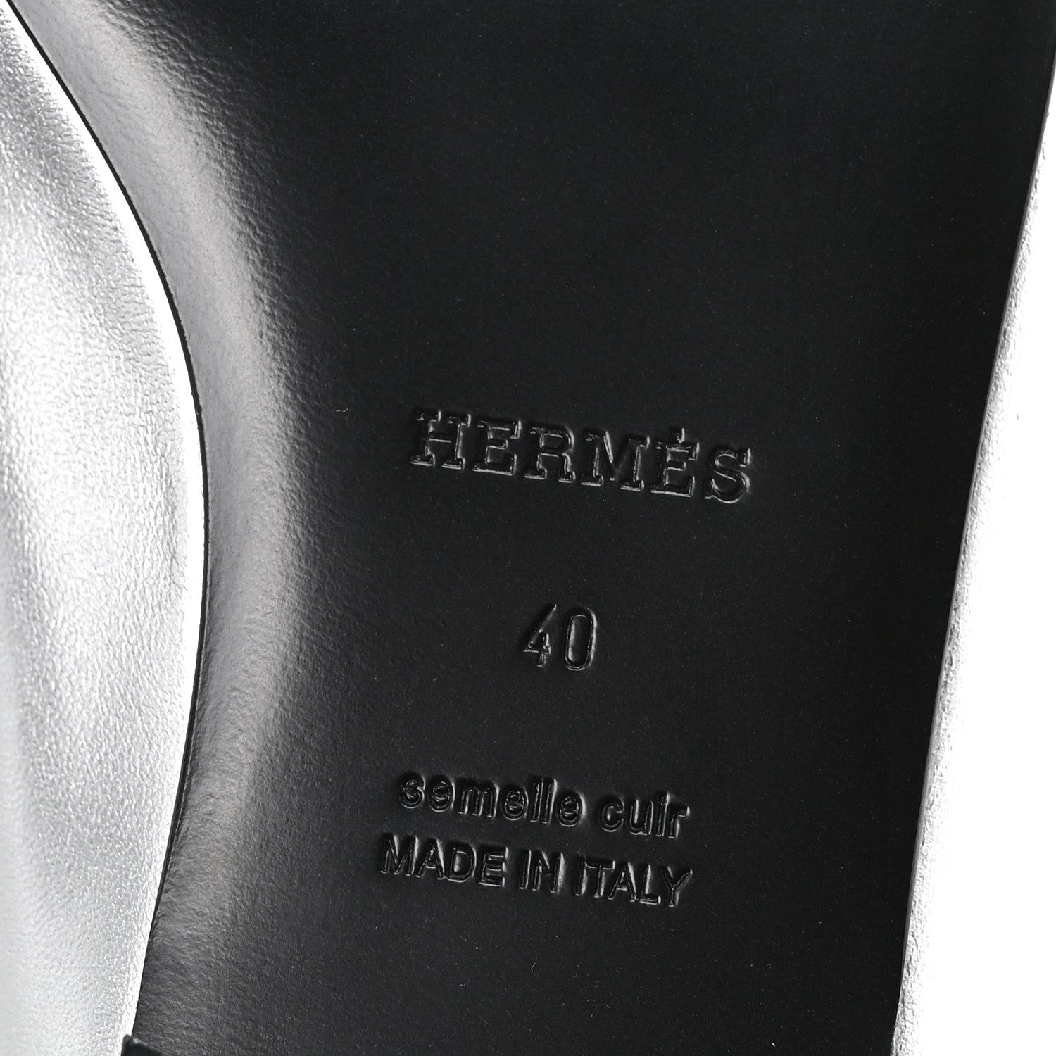 Hermes Nappa Lovely Slingback Flats 40 Gris Argent 7 of 10