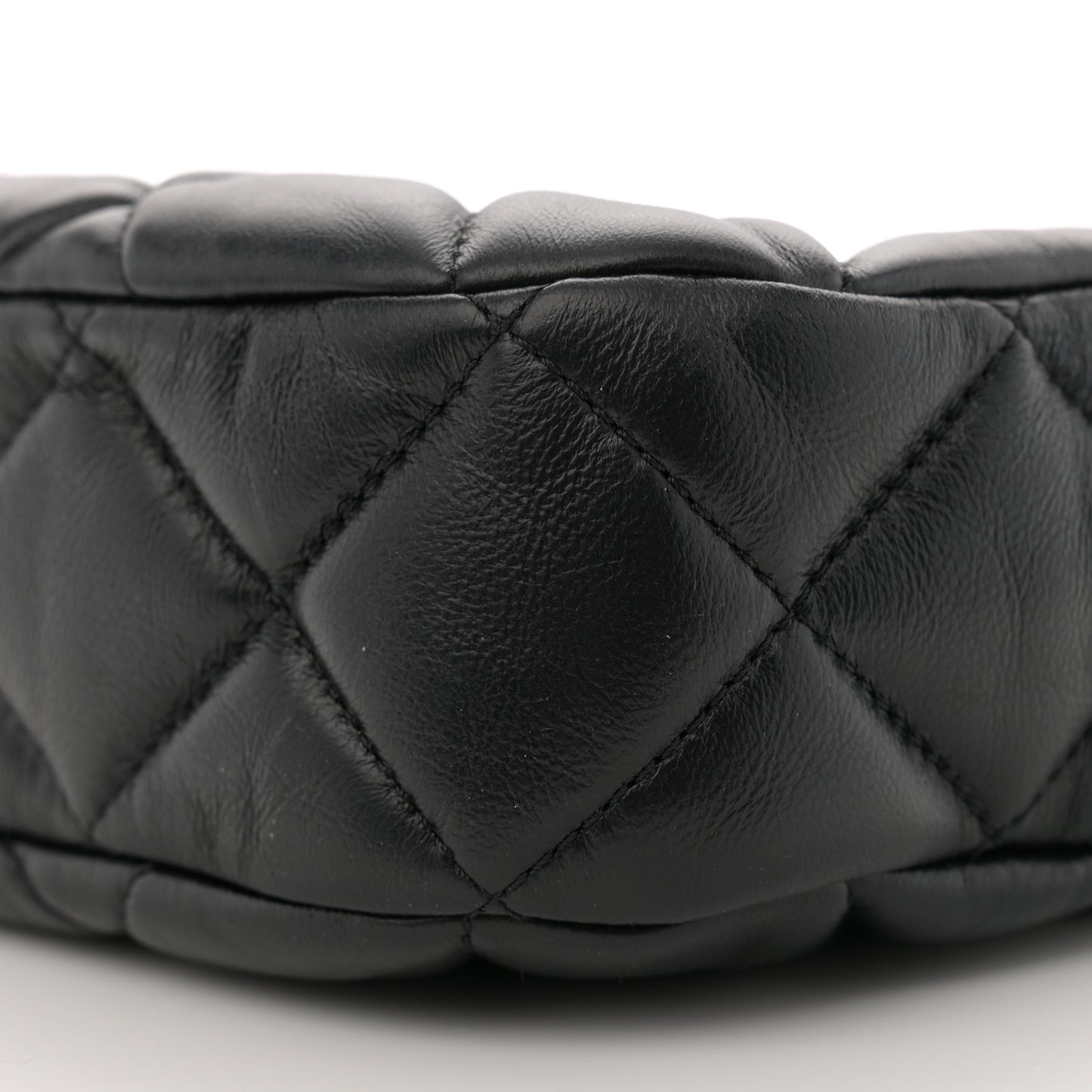 Lambskin Quilted Small Chain Hobo Black