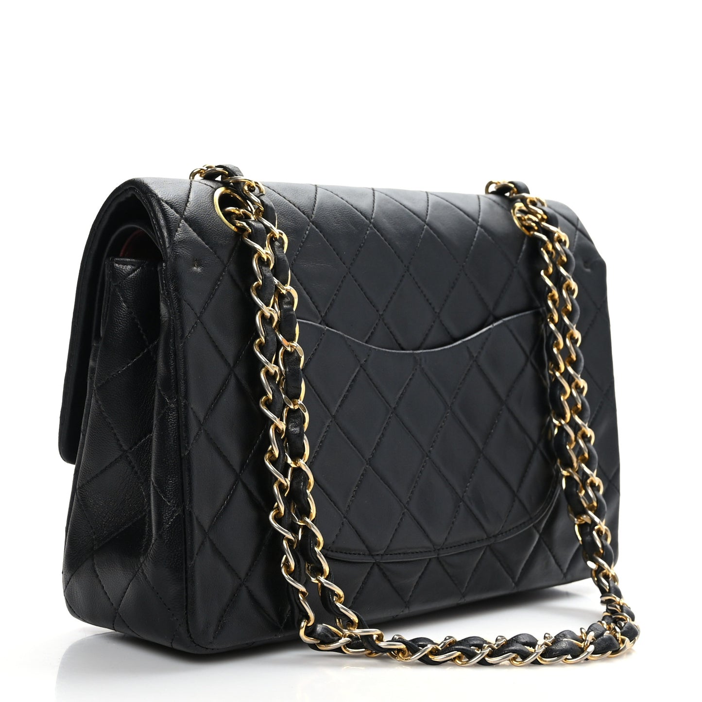 Lambskin Quilted Medium Double Flap Black