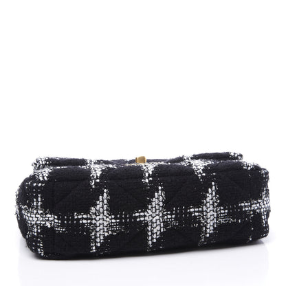 Chanel Tweed Quilted Medium 19 Flap Black White 3 of 10