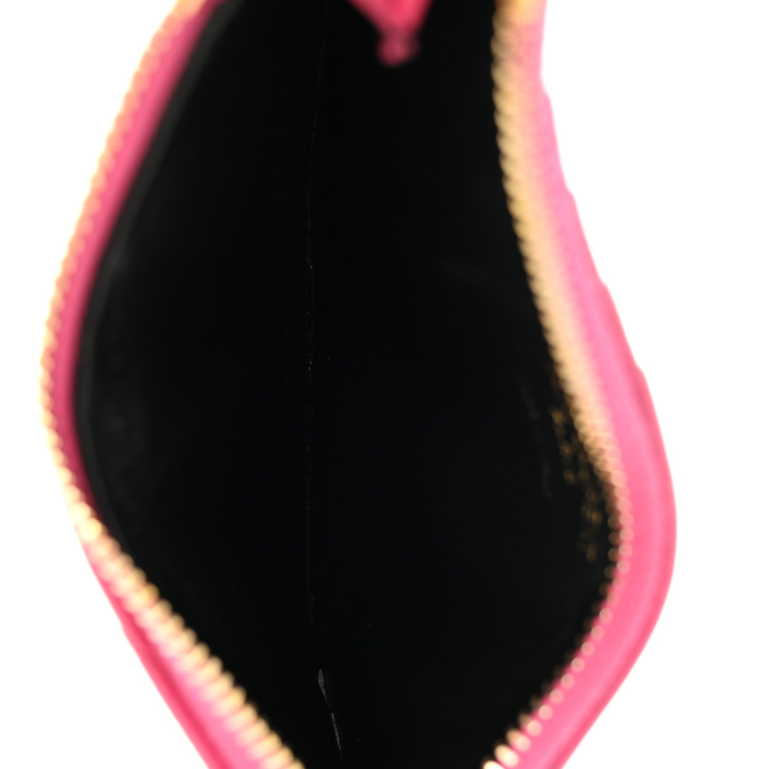 Saint Laurent Grain De Poudre Matelasse Chevron Monogram Fragments Zippered Card Case Fresh Fuxia 5 of 8
