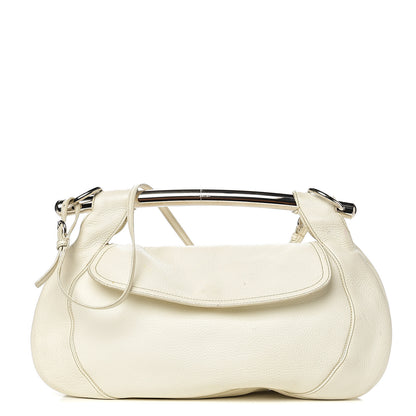 Prada Vitello Daino Metal Bar Top Handle Shoulder Bag White 1 of 18