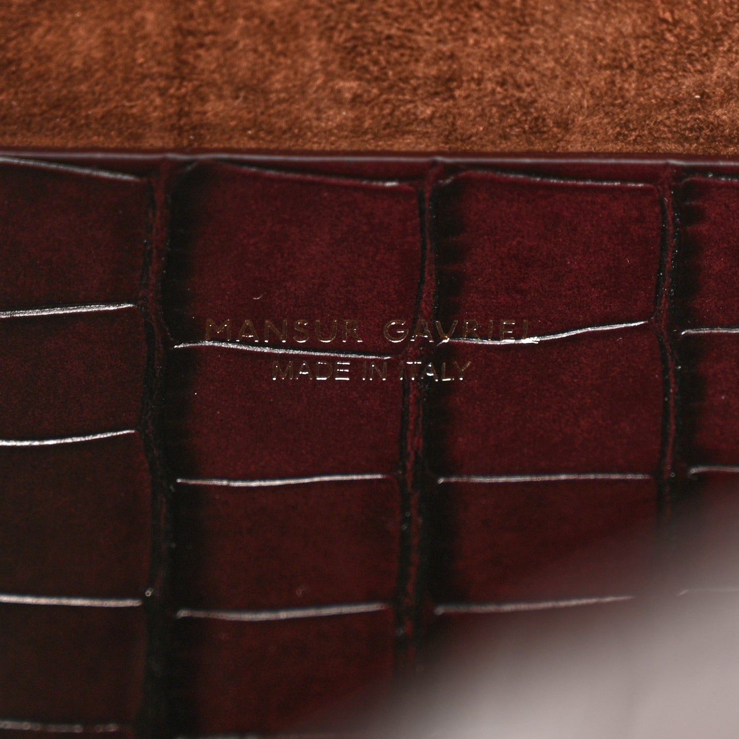 Calfskin Crocodile Embossed Lady Bag Burgundy