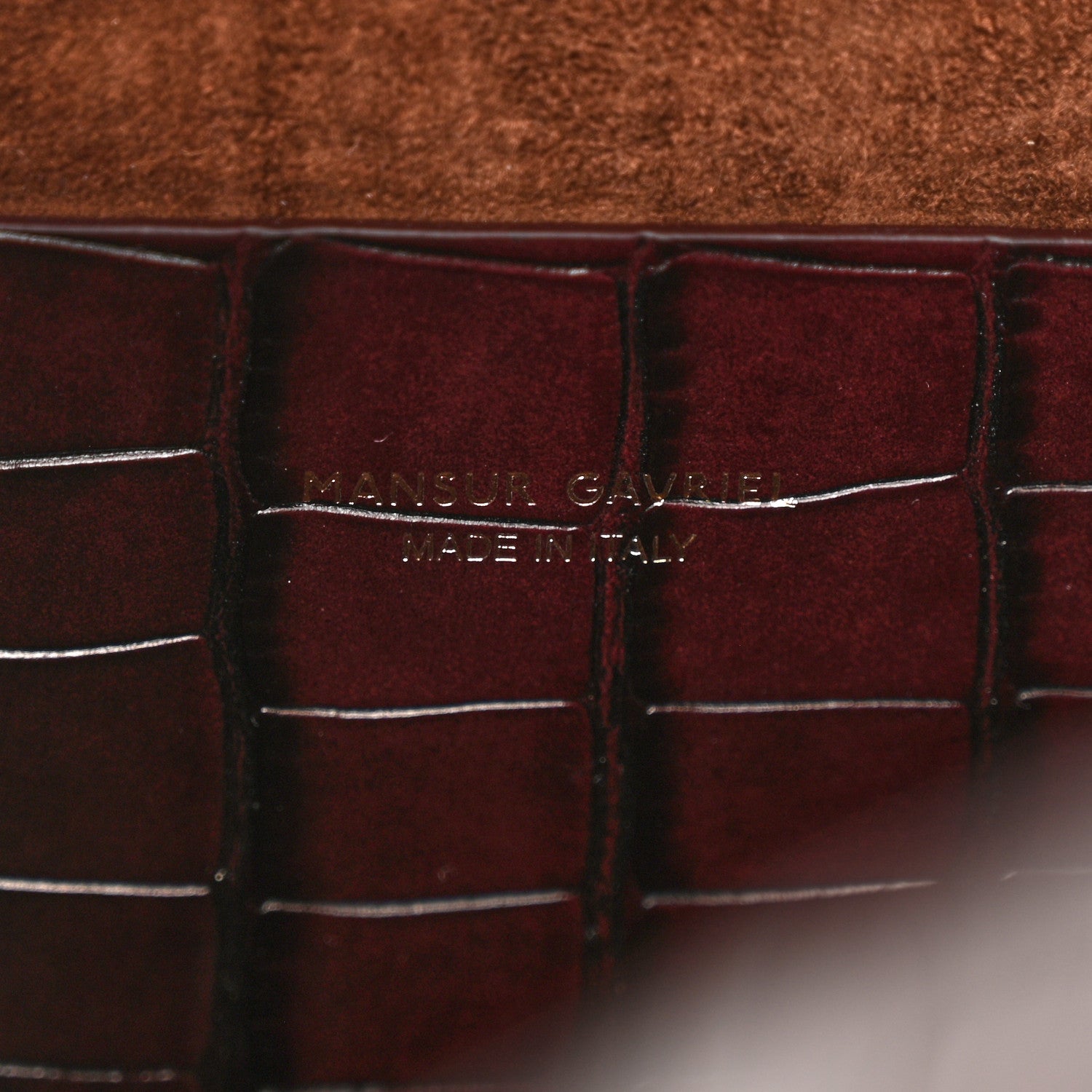 Mansur Gavriel Calfskin Crocodile Embossed Lady Bag Burgundy 6 of 9