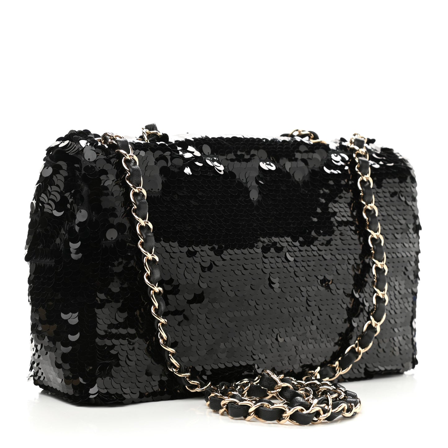 Sequin Medium Single Flap Black