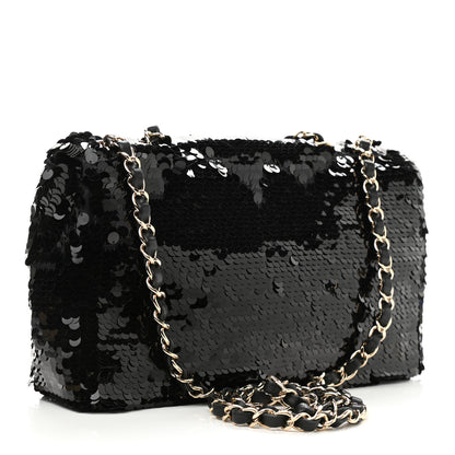 Chanel Sequin Medium Single Flap Black 3 of 10