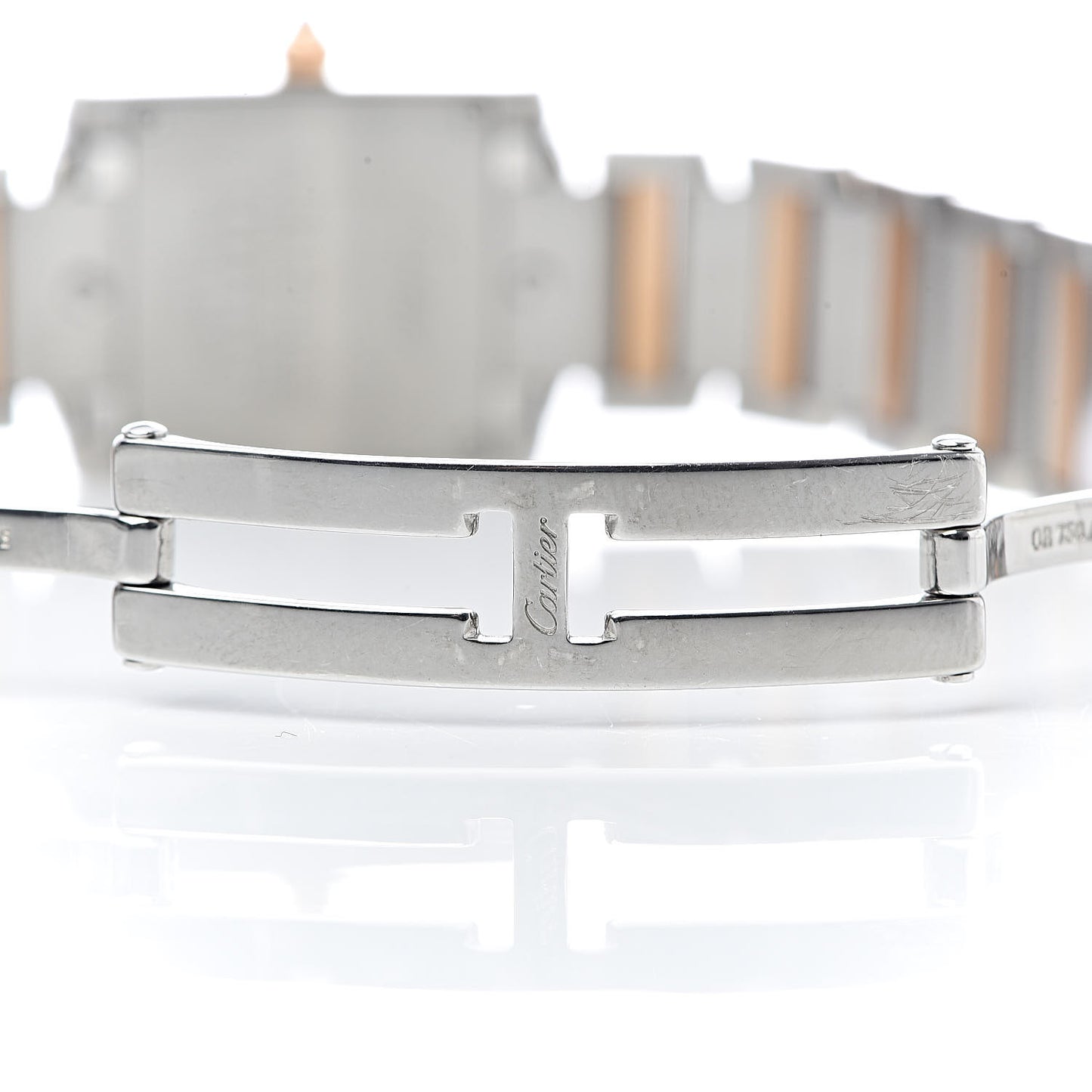 Stainless Steel 18K Pink Gold 20mm Tank Francaise Quartz Watch Black