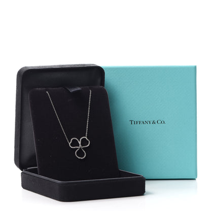 Tiffany Platinum Diamond Large Paper Flowers Pendant Necklace 6 of 6