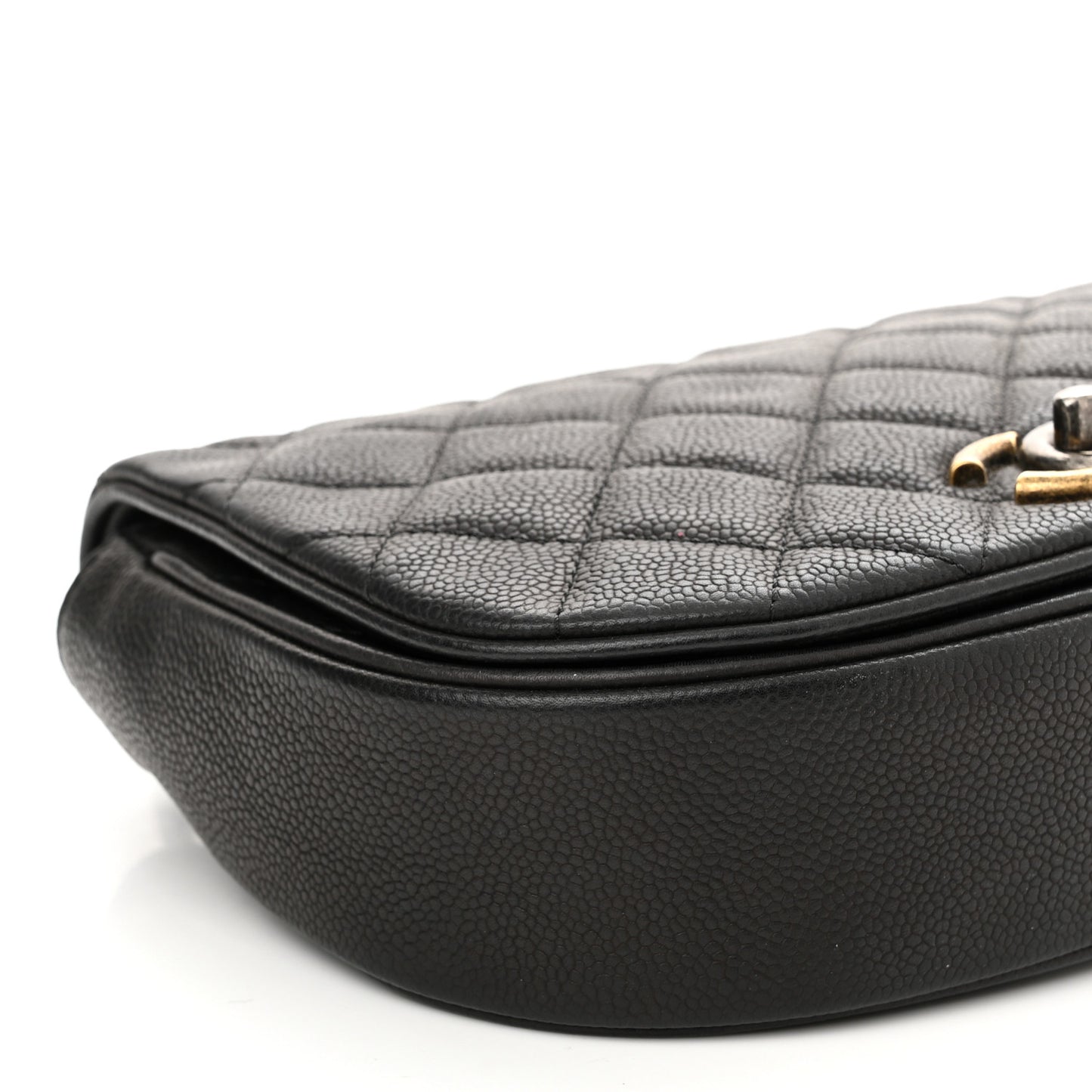 Calfskin Quilted Small Casual Pocket Messenger Flap Black