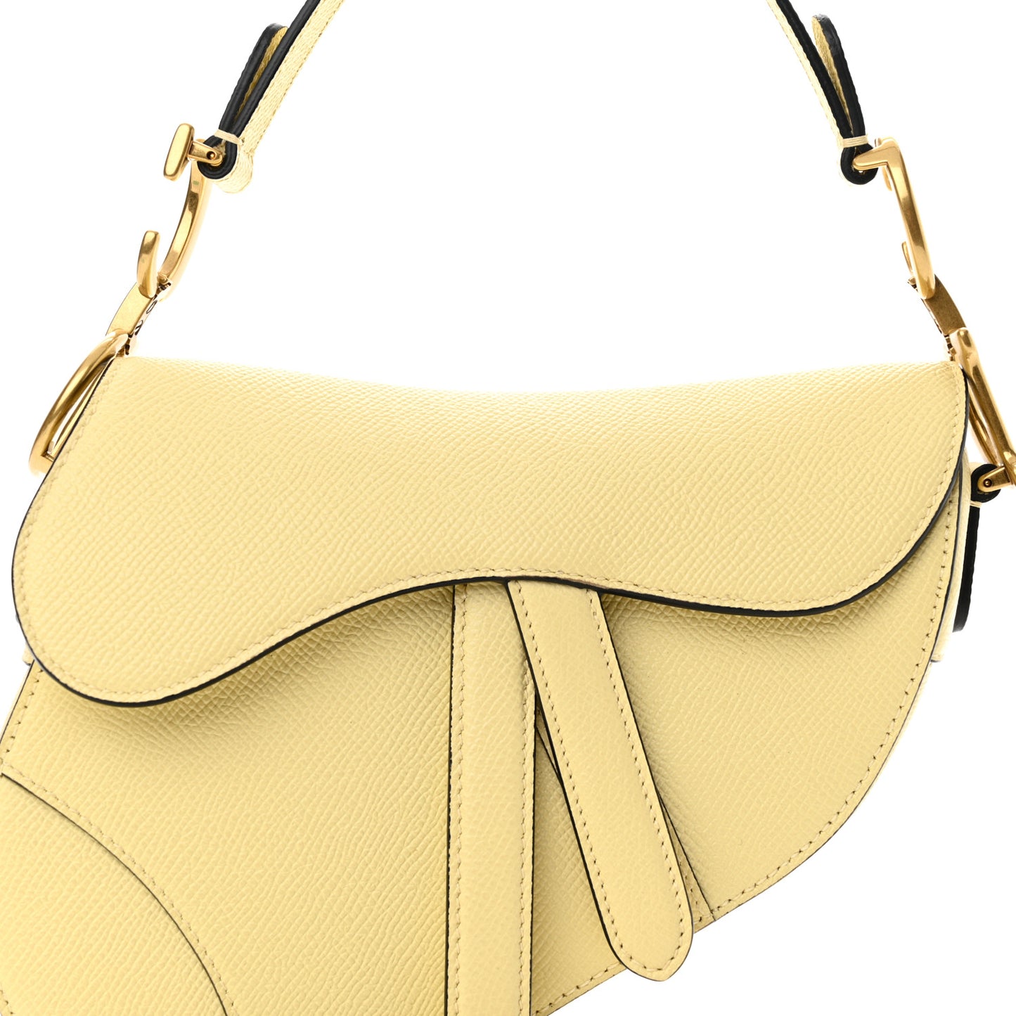 Grained Calfskin Mini Saddle Bag Yellow