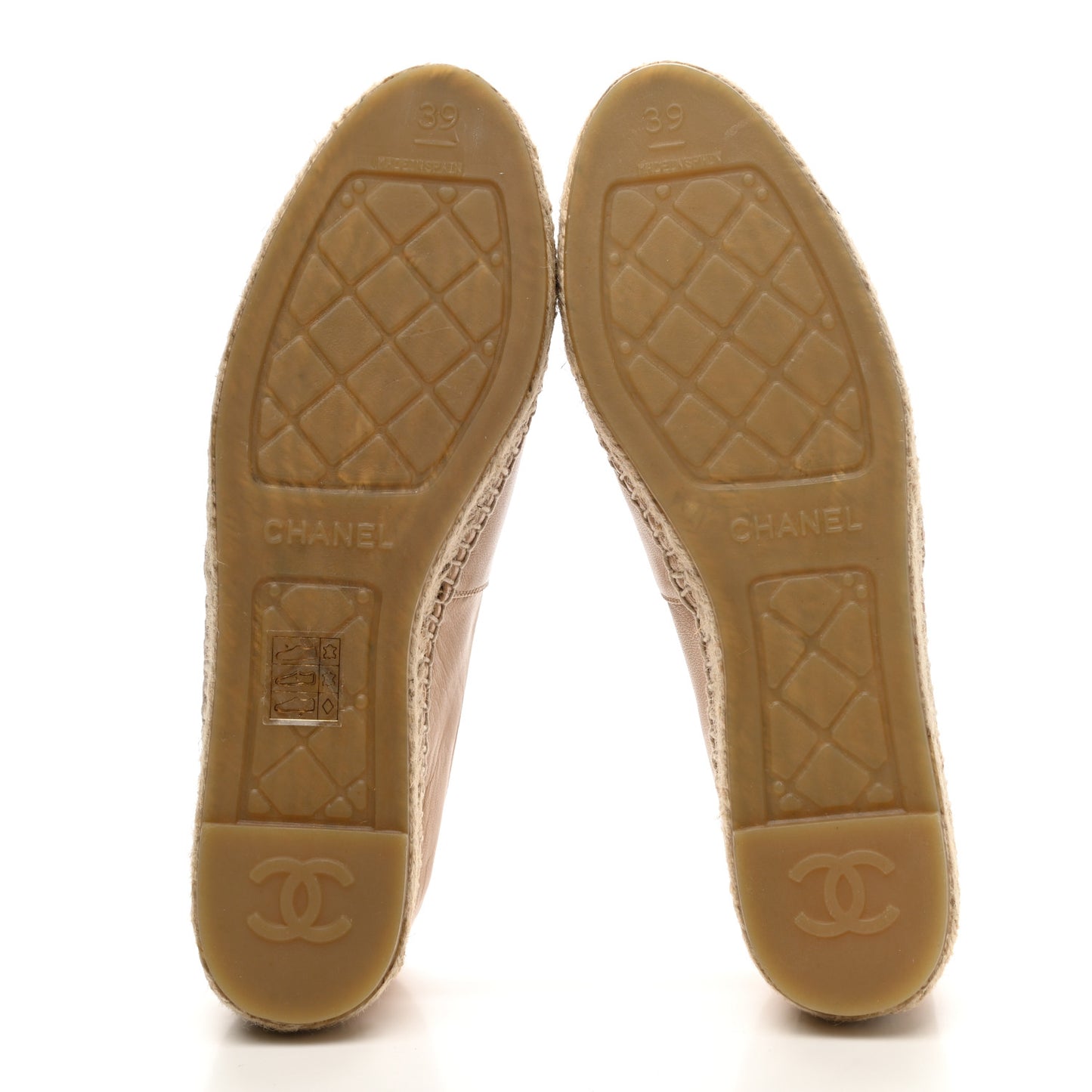 Lambskin CC Espadrilles 39 Beige Black