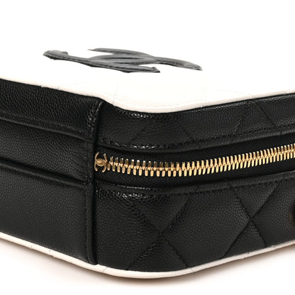 Chanel Caviar Quilted Small CC Filigree Vanity Case White Black 10 of 10