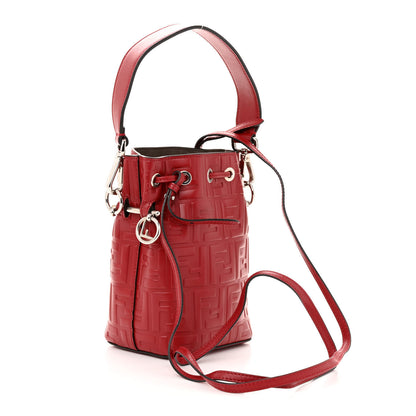 Fendi Vitello Liberty F is Fendi FF 1974 Embossed Mini Mon Tresor Bucket Bag Fragola 3 of 11