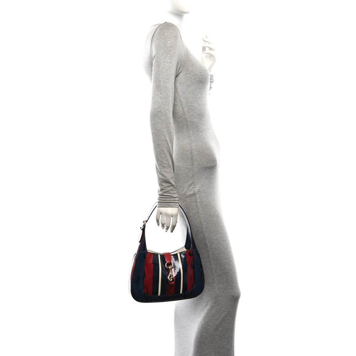 Snakeskin Web Small Jackie 1961 Hobo Rosso Ancora Blue