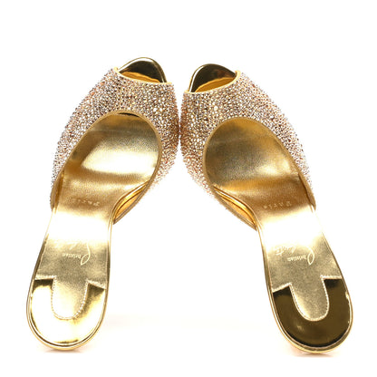 Christian Louboutin Suede Crystal Strass Me Dolly 100 Sandals 38.5 Gold 2 of 7