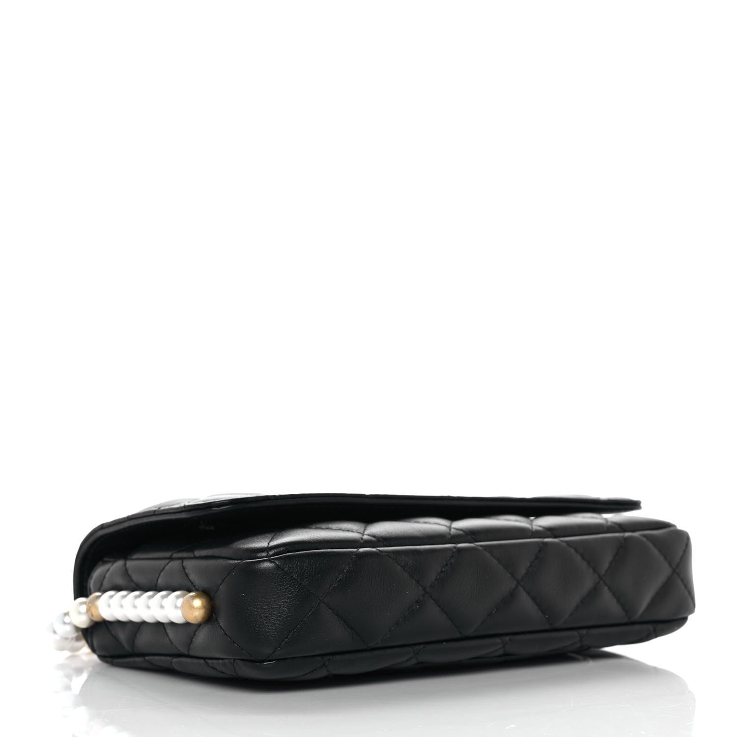 Chanel Calfskin Quilted Pearl Wallet On Chain WOC Black 3 of 10