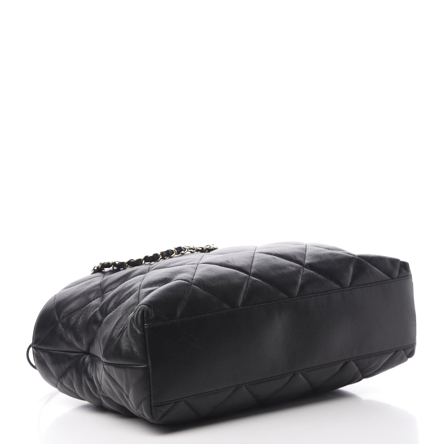 Chanel Lambskin Quilted Drawstring Shopping Bag Black 4 of 14