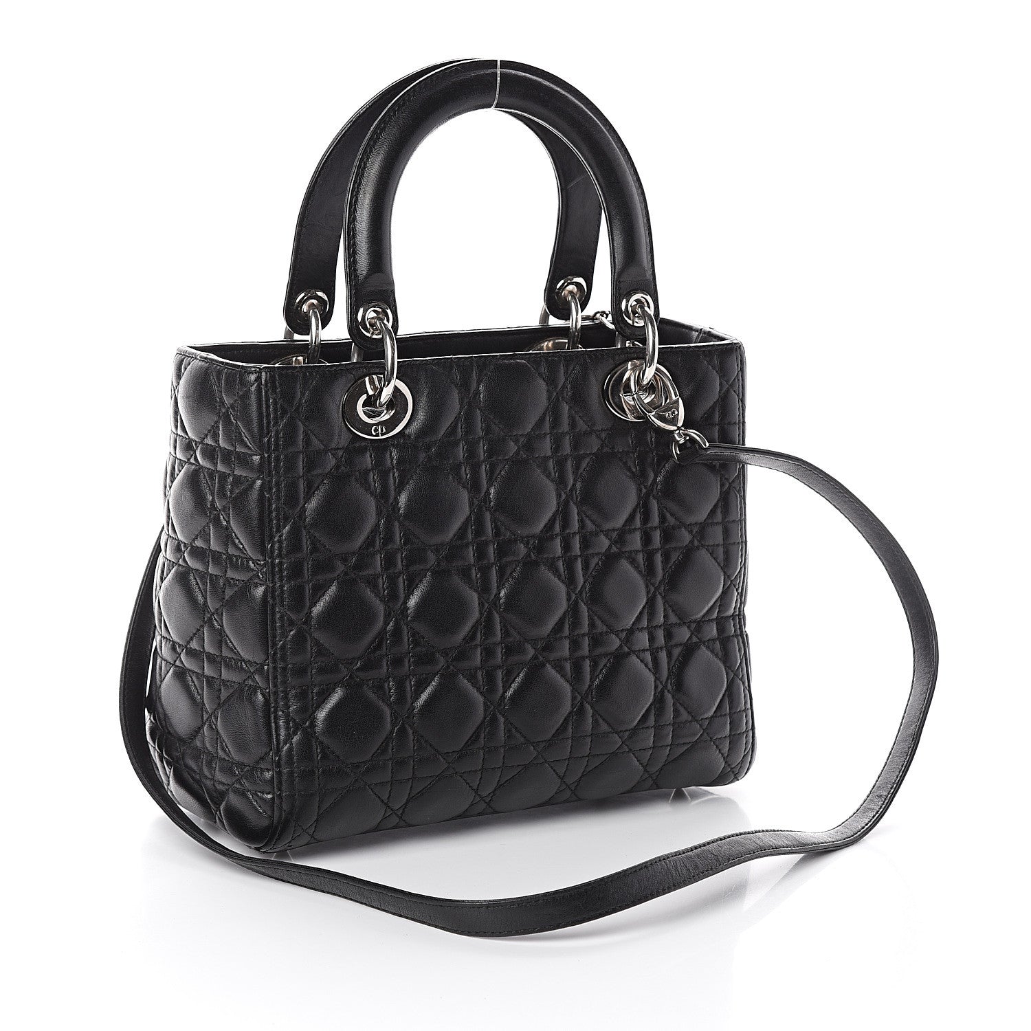 Christian Dior Lambskin Cannage Medium Lady Dior Black 2 of 8