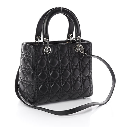 Christian Dior Lambskin Cannage Medium Lady Dior Black 2 of 8