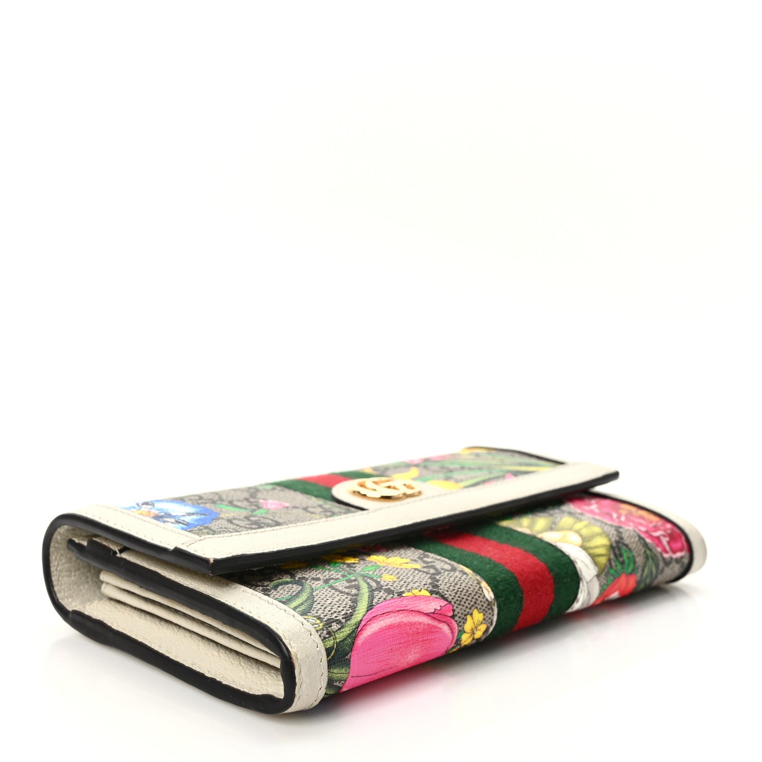 Gucci GG Supreme Monogram Flora Web Ophidia Continental Wallet White 4 of 9