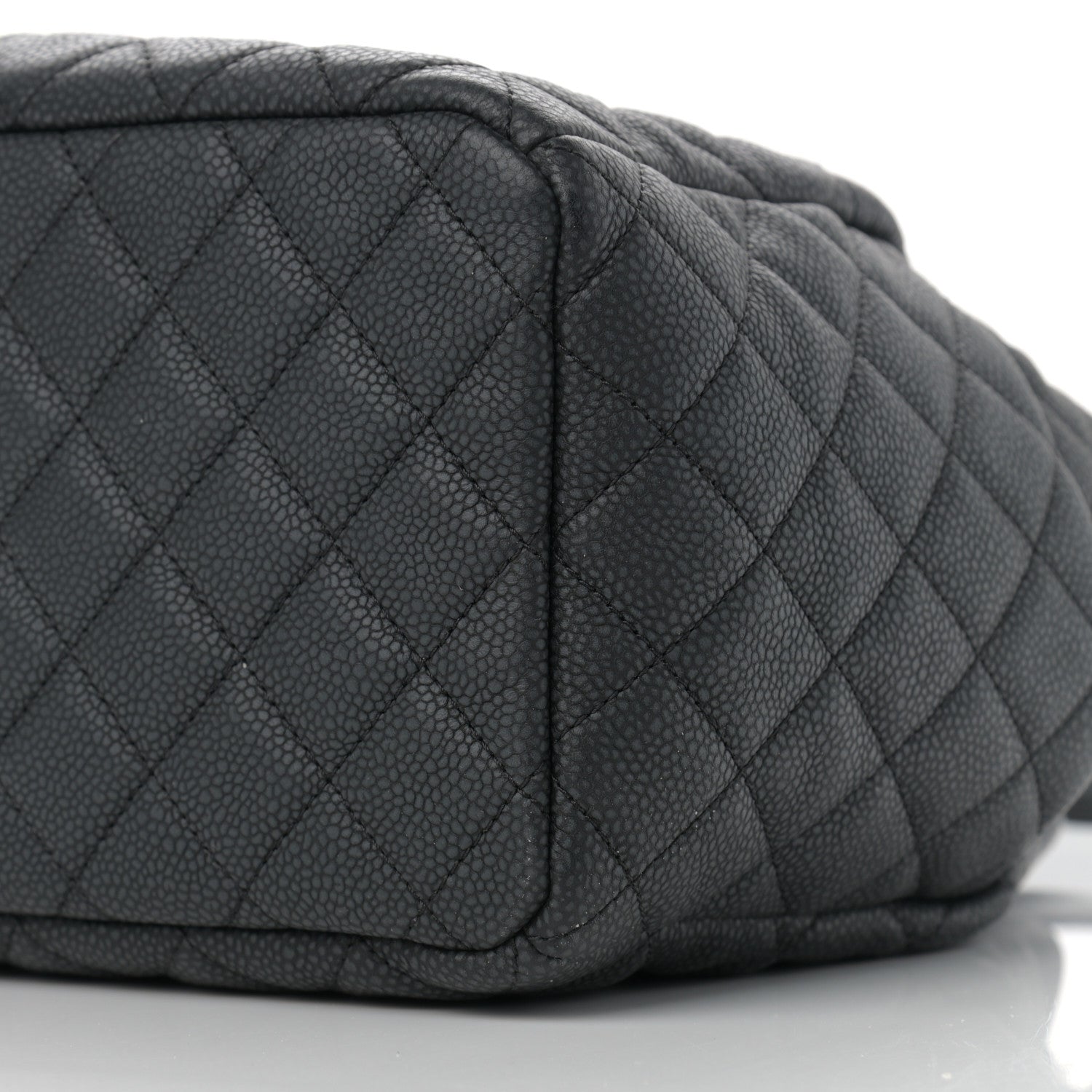 Chanel Caviar Flat Quilted CC Chain Bucket Drawstring Bag Black 10 of 10