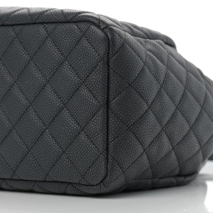 Chanel Caviar Flat Quilted CC Chain Bucket Drawstring Bag Black 10 of 10