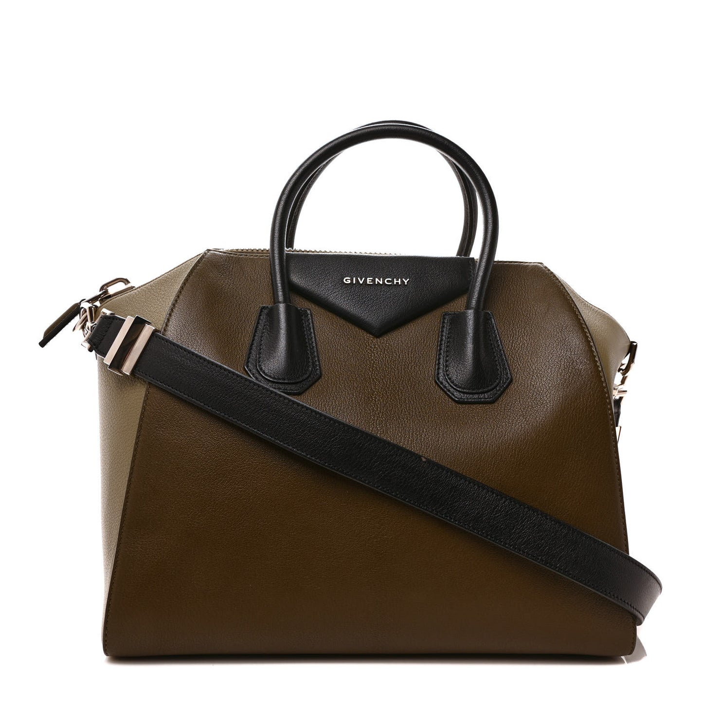 Sugar Goatskin Medium Tri-Color Antigona Khaki Black