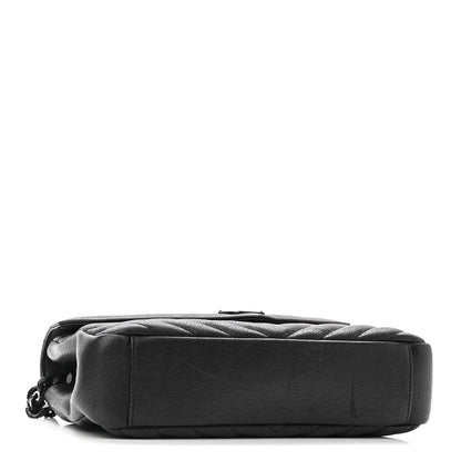 Saint Laurent Sheepskin Matelasse Chevron Monogram Monochrome Medium College Bag Black 4 of 10