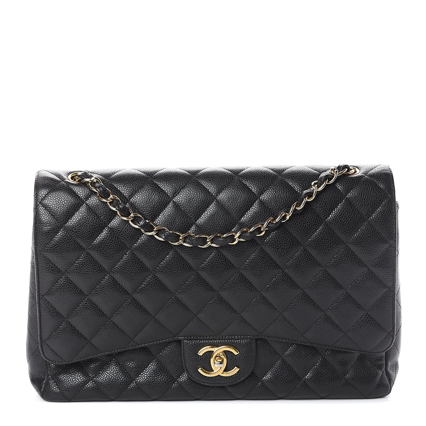 Caviar Quilted Maxi Double Flap Black