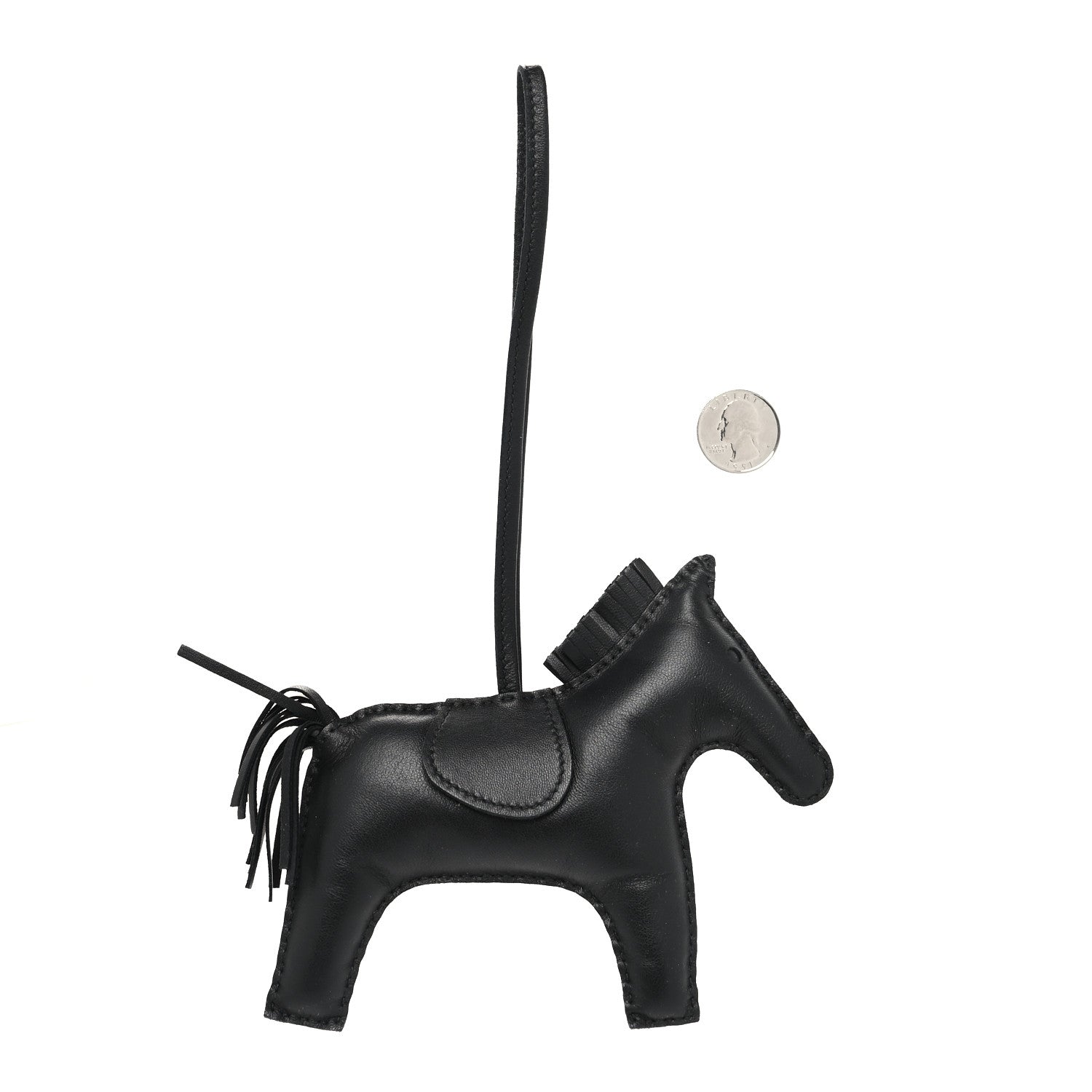 Hermes Milo Lambskin Grigri Rodeo Horse Bag Charm GM So Black 2 of 3