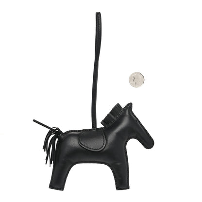 Hermes Milo Lambskin Grigri Rodeo Horse Bag Charm GM So Black 2 of 3