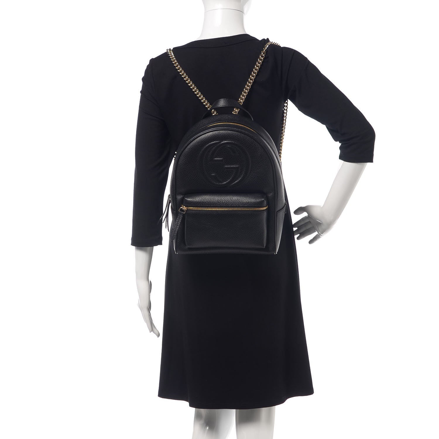 Gucci Pebbled Calfskin Soho Chain Backpack Black 2 of 9