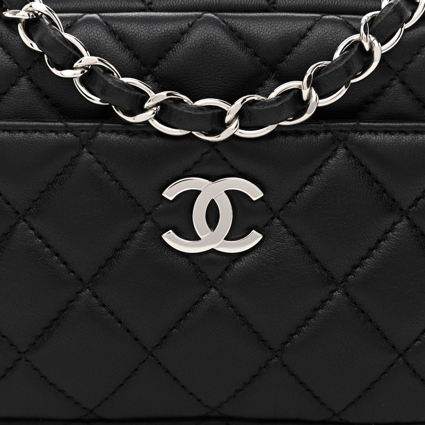 Calfskin Quilted Camera Case Black