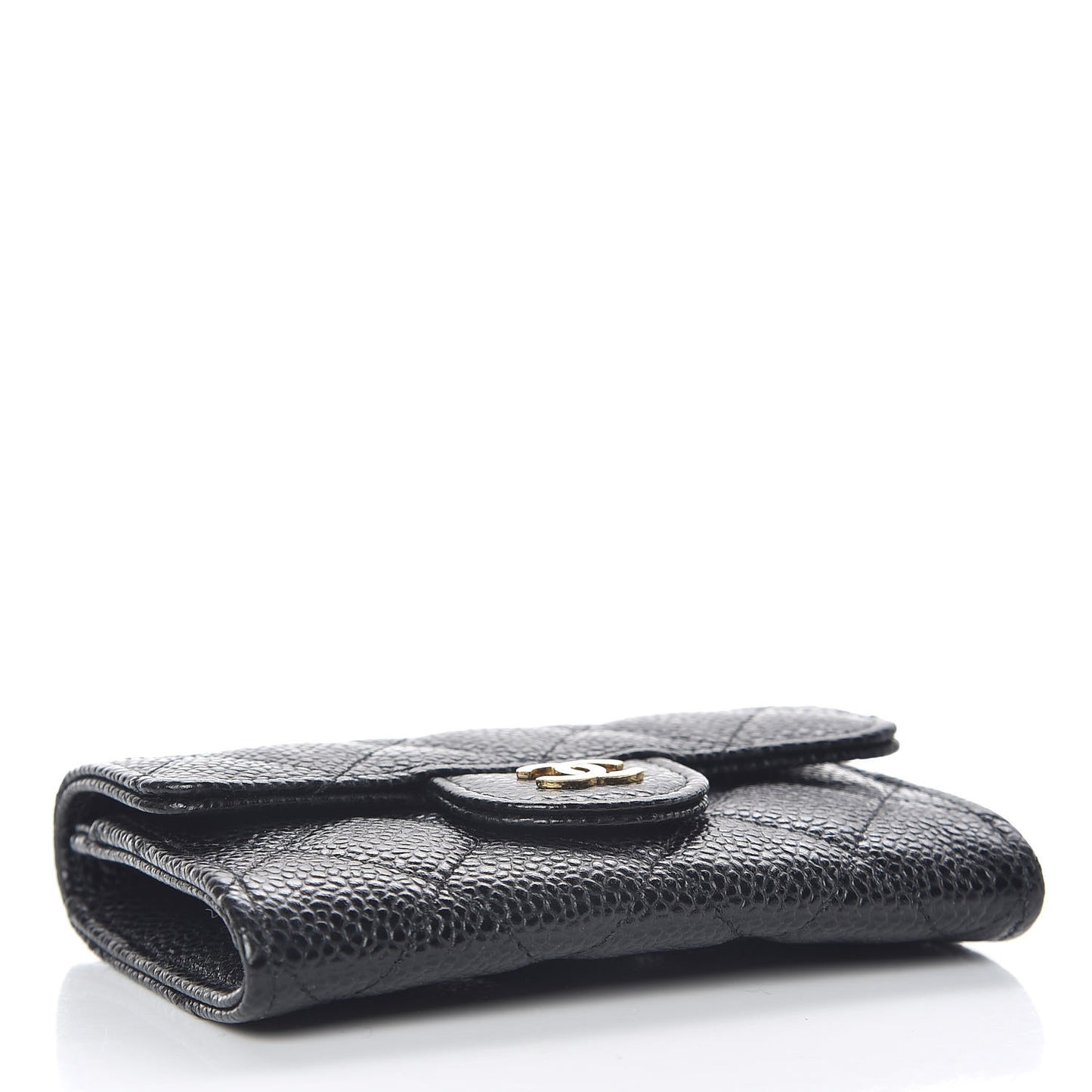 Caviar Quilted Flap Card Holder Black
