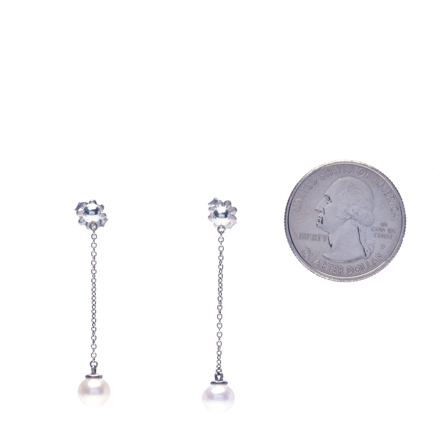 Tiffany Sterling Silver Pearl Ziegfeld Drop Earrings 2 of 6