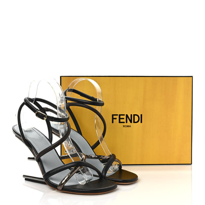 Fendi Nappa Metallic Ayers Fendi First 95mm Strappy Sandals 38.5 Black Chocolate Stagno 7 of 8