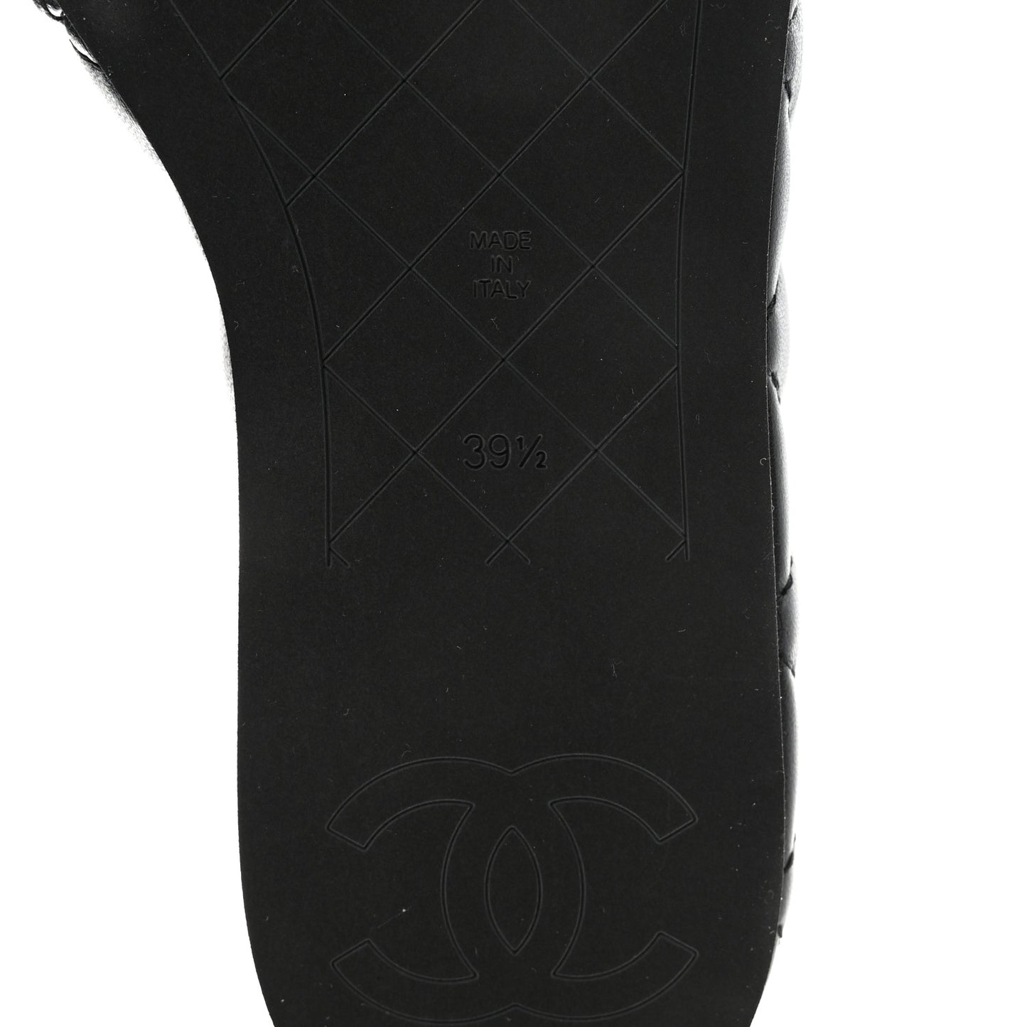 Lambskin Quilted Camelia CC Wedge Sandal Mules 38.5 Black